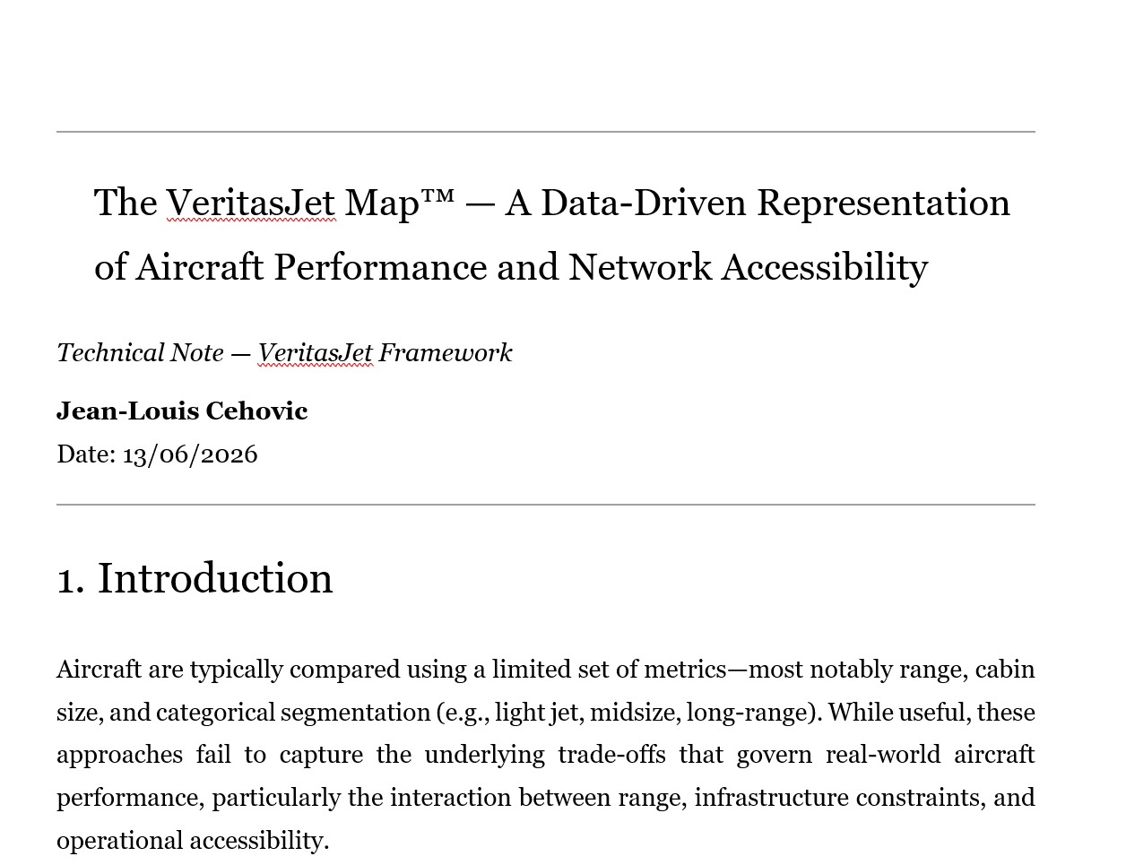 VeritasJet Technical Note